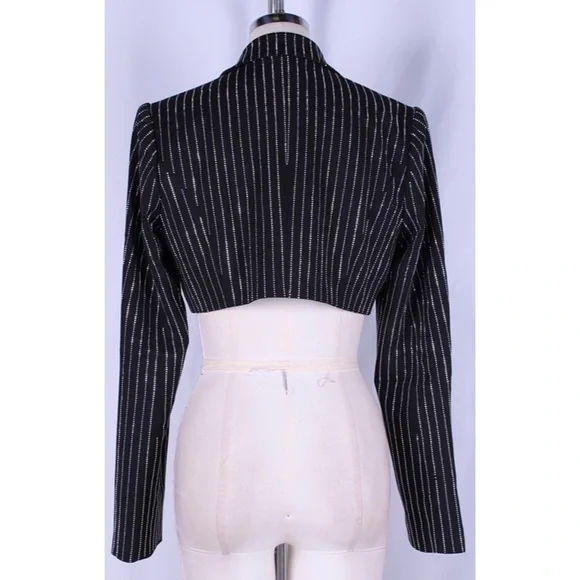 Pinstripe Rhinestone Cropped Blazer - Picture 6 of 6